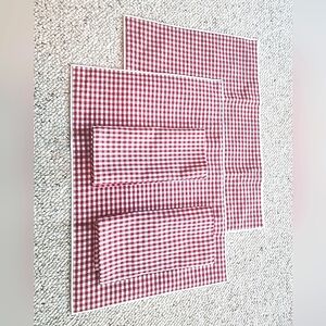 Pottery Barn Red White Gingham Placemats & Napkins Set of 2 Each Cotton